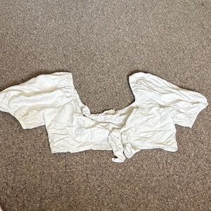 Altar'd State White Puff Sleeve Crop Top